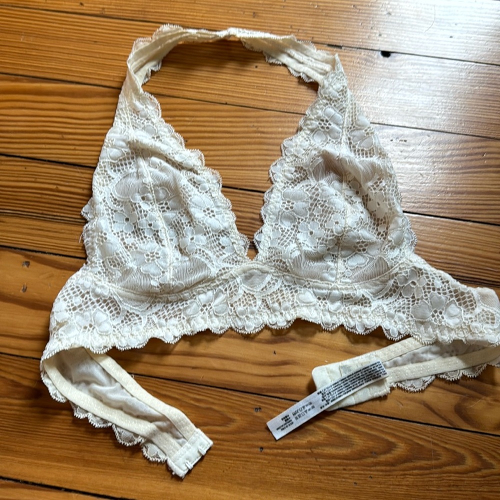 Free people halter lace bralette cream